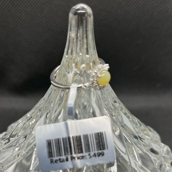 Adjustable 925 Sterling Silver Natural Yellow Agate Ring - Picture 3 of 3